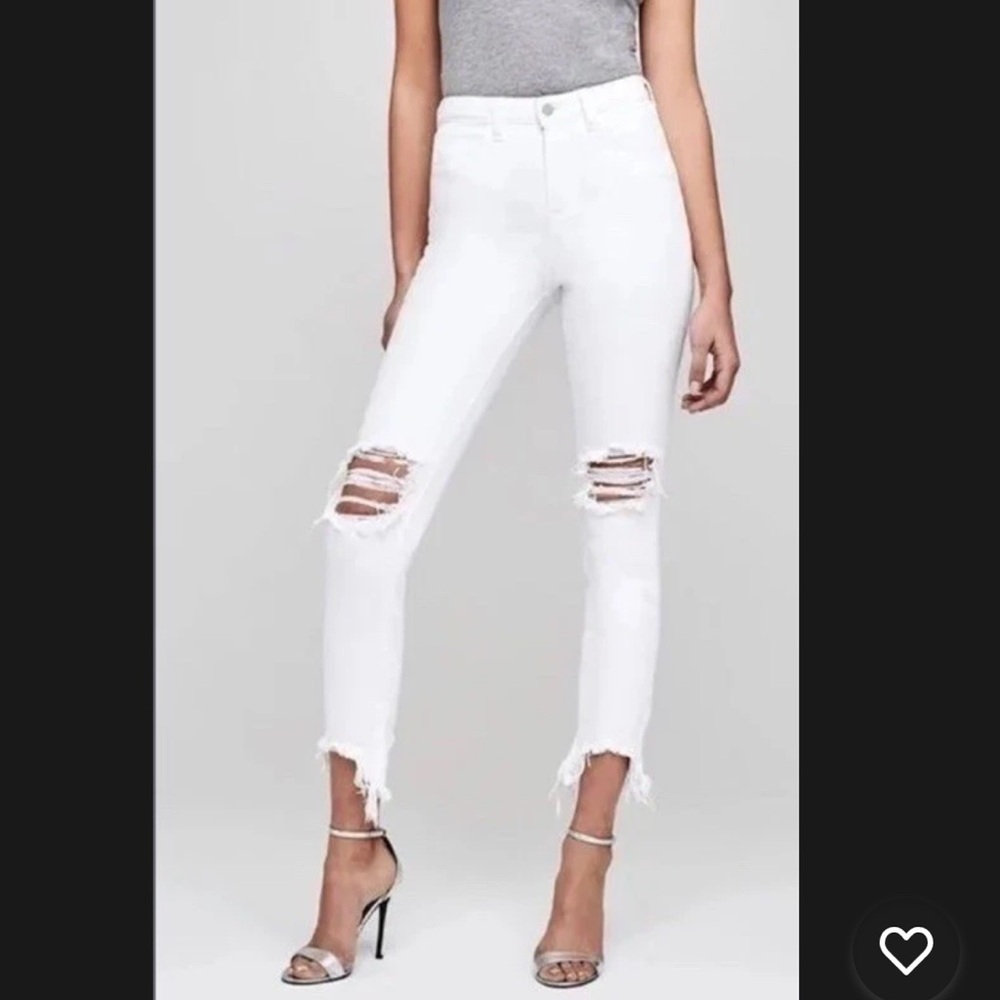 NWT L’AGENCE Highline High Rise Distressed White Skinny Jeans Denim 27 $275